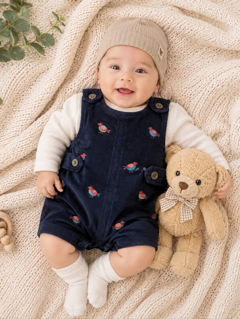 TBBC Critter Jack Keene Jon Jon Romper Birds Corduroy NWT 0-6M